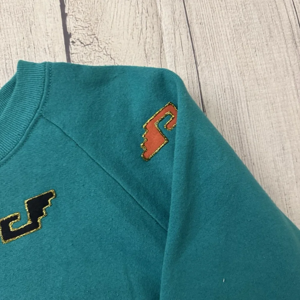 Vintage Her Way Southwest‎ Motif Crewneck Sweatshirt Sz XL Puffy Paint Glitter - Picture 4 of 9